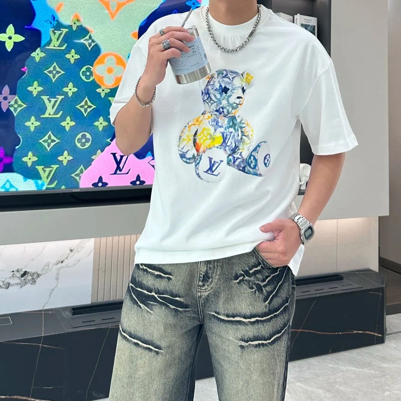 【LV旗艦店】（ルイ・ヴィトン）クラシックでスタイリッシュな半袖スウェットシャツ00282