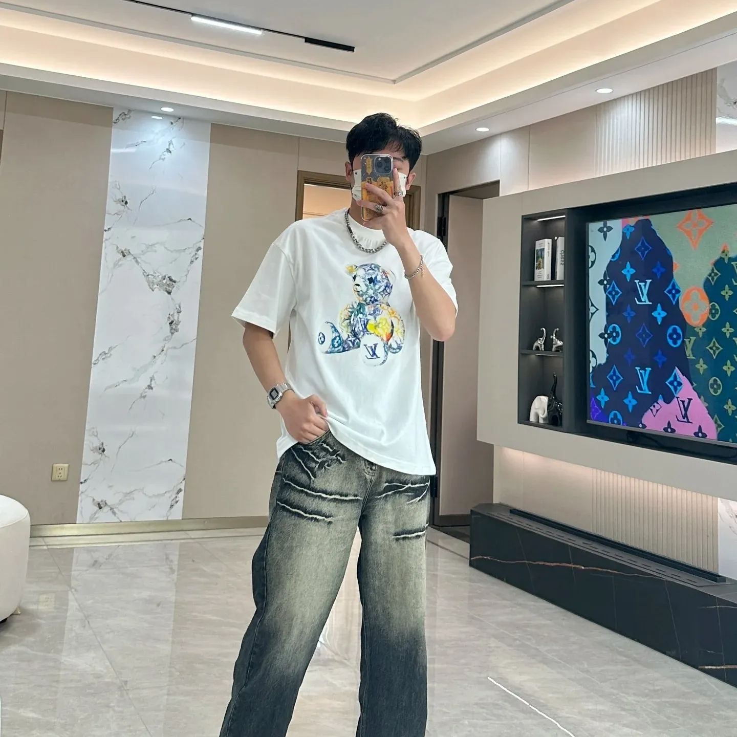 【LV旗艦店】（ルイ・ヴィトン）クラシックでスタイリッシュな半袖スウェットシャツ00282