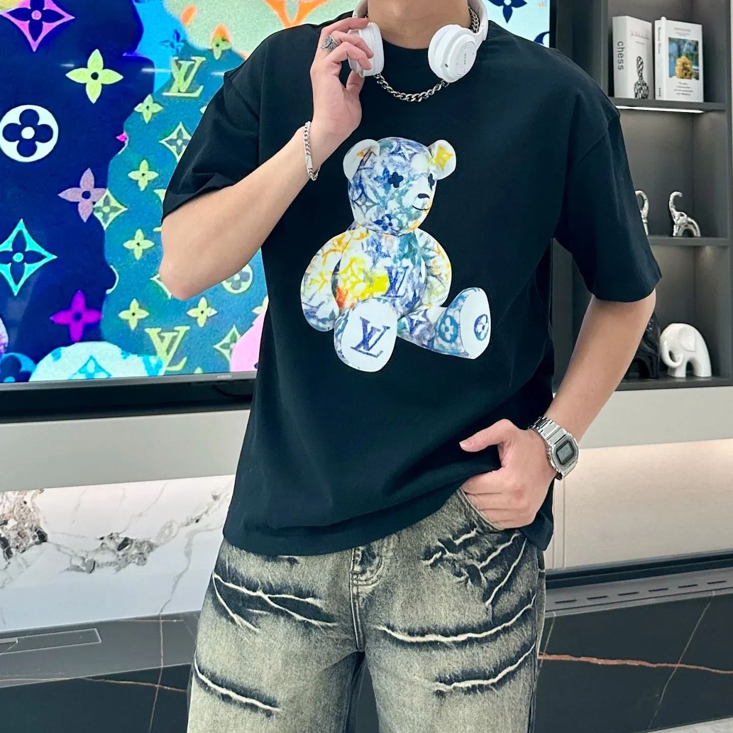 【LV旗艦店】（ルイ・ヴィトン）クラシックでスタイリッシュな半袖スウェットシャツ00282