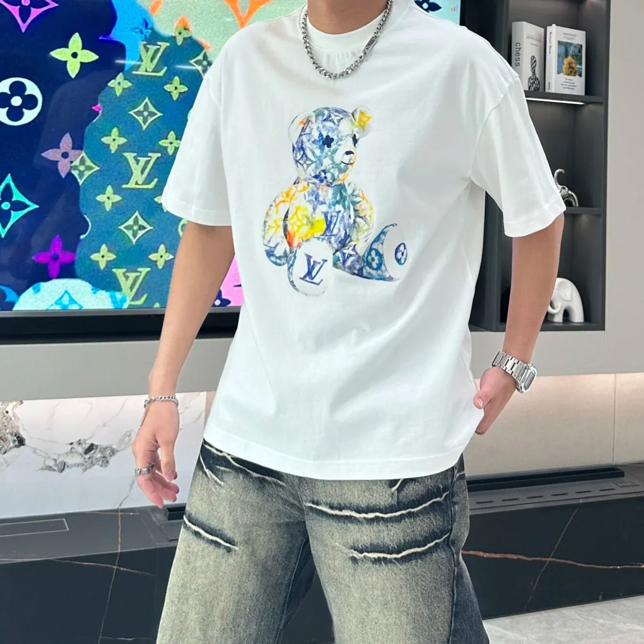 【LV旗艦店】（ルイ・ヴィトン）クラシックでスタイリッシュな半袖スウェットシャツ00282