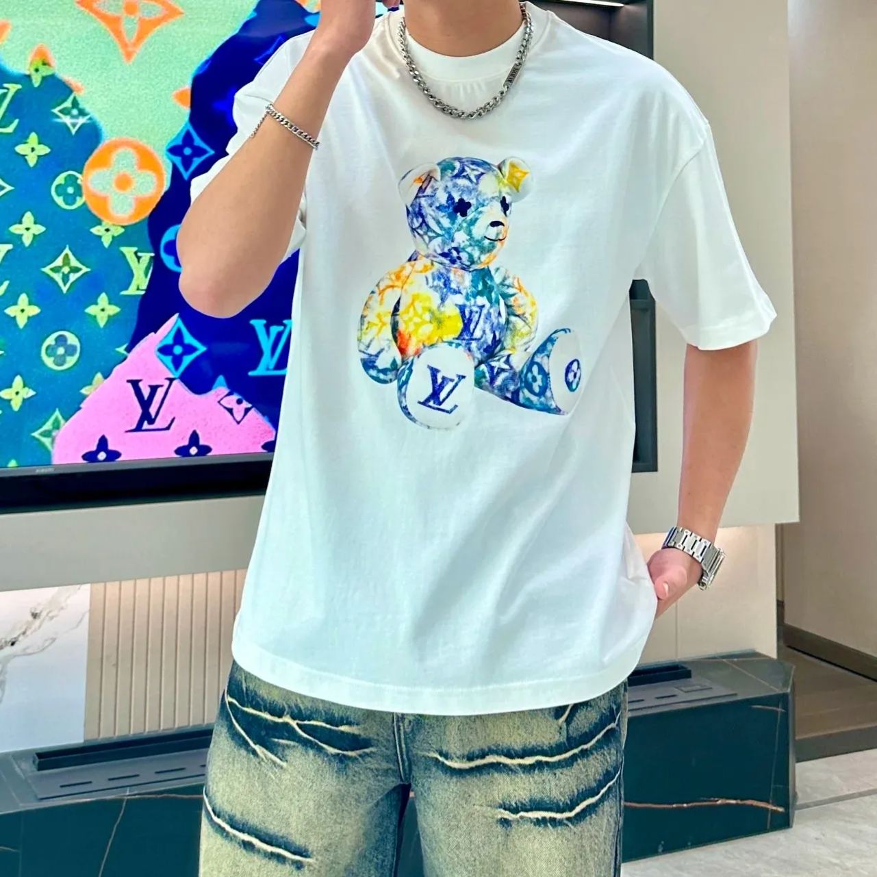 【LV旗艦店】（ルイ・ヴィトン）クラシックでスタイリッシュな半袖スウェットシャツ00282