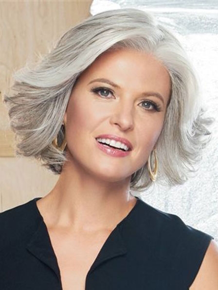 Human Hair Grey Wigs for Women