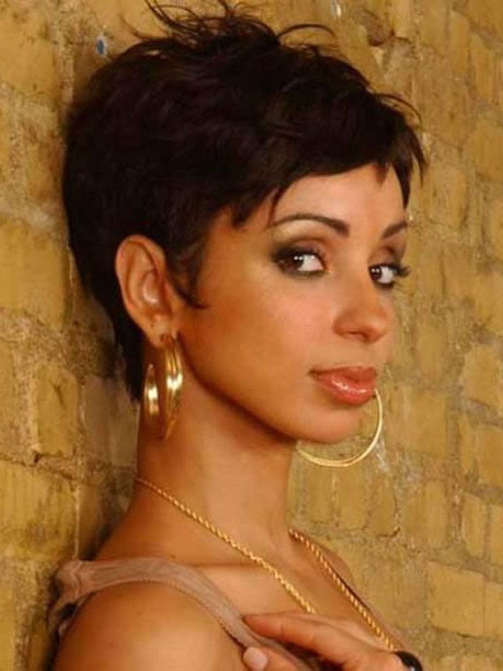 Black Women Pixie Spiked Cut Capless Wig