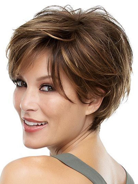 Classic Human Hair Wigs Pixie Cut For White Women