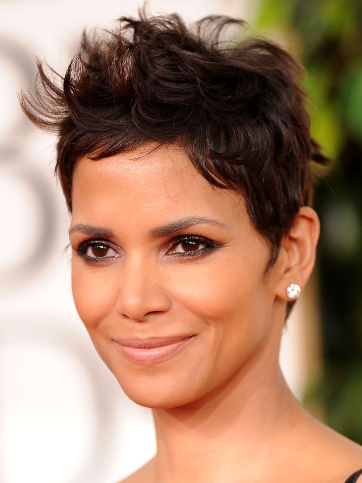 Halle Berry Short Black Pixie Cut Human Hair Wig