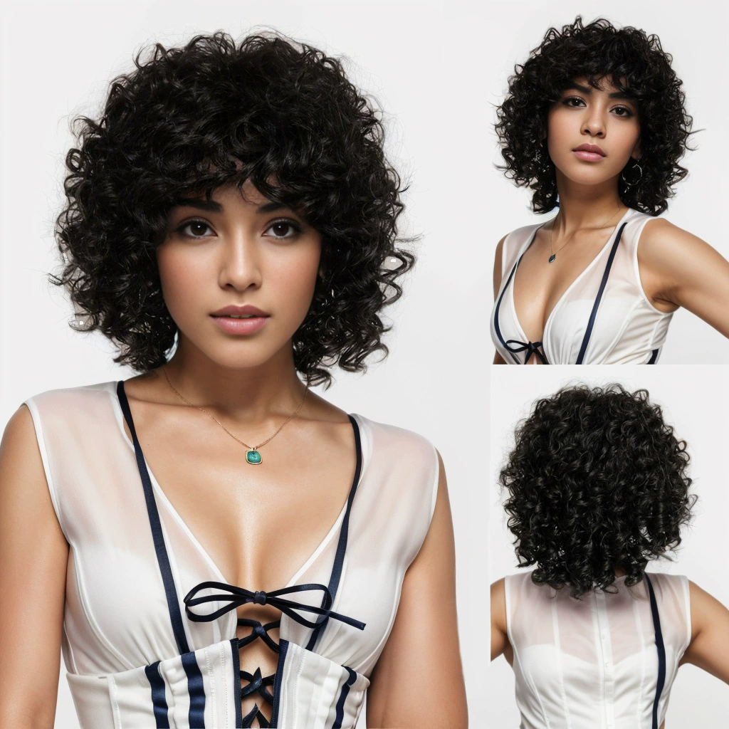 Human Hair Curly Black Women Wigs