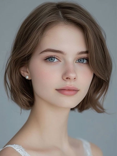 Simple Brown Women Wigs 100% Human Hair