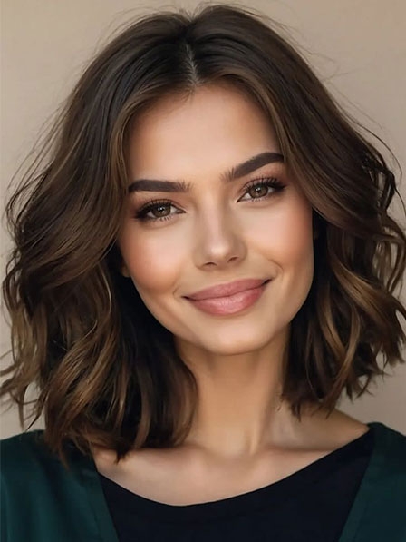 Chic Brown Wavy Comfortable Human Hair Wigs