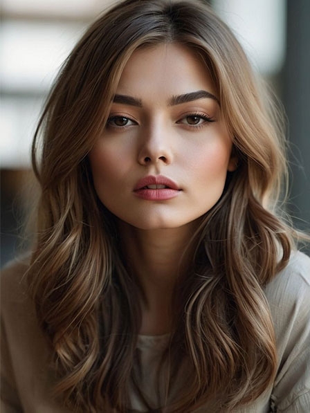 New Comfortable Long Human Hair Wigs Without Bangs