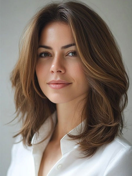 Glueless Human Hair Layered Wigs for White Women