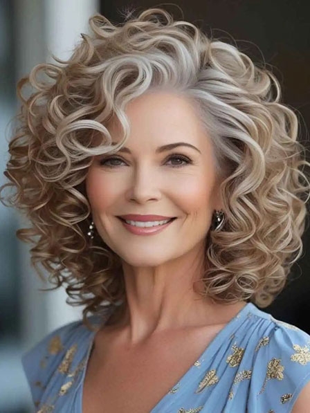 Curly Human Hair Blonde Wigs for Women Over 40