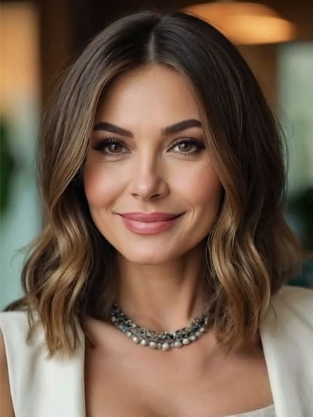 Classic Whtie Women Wigs 100% Human Hair Middle Part