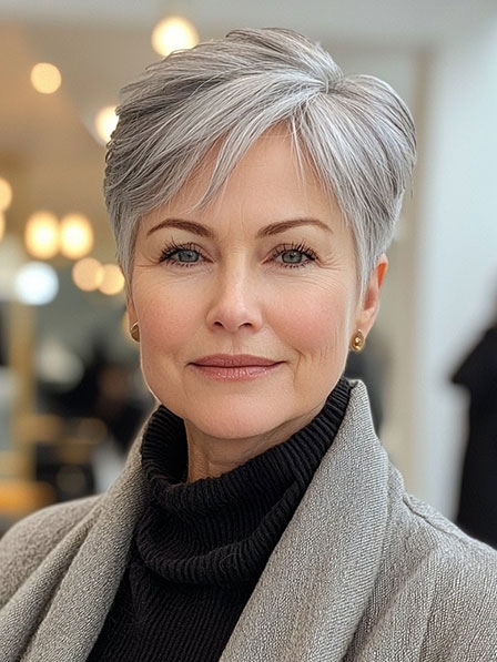 Popular Comfortable Human Hair Gray Wigs for Old Ladies