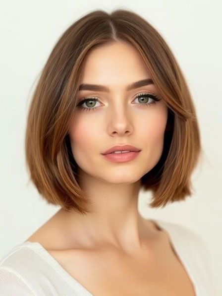 Glueless Bob Middle Part Real Hair Wigs For Women