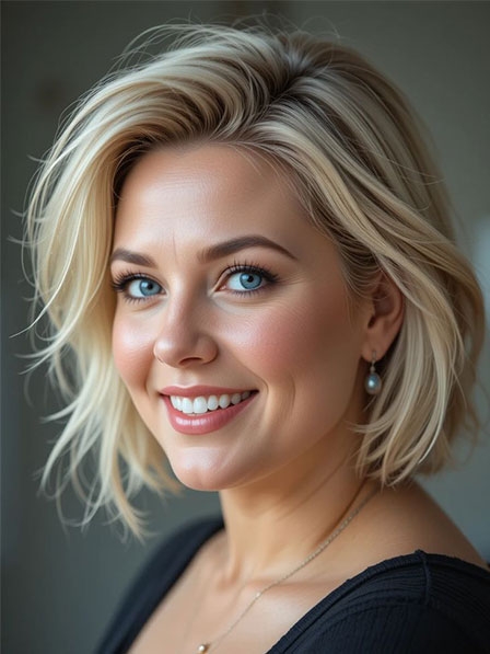 Chin Length Layered Human Hair Straight Wigs