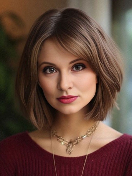 Perfectly Layered Brown Bob Human Hair Wigs For Ladies