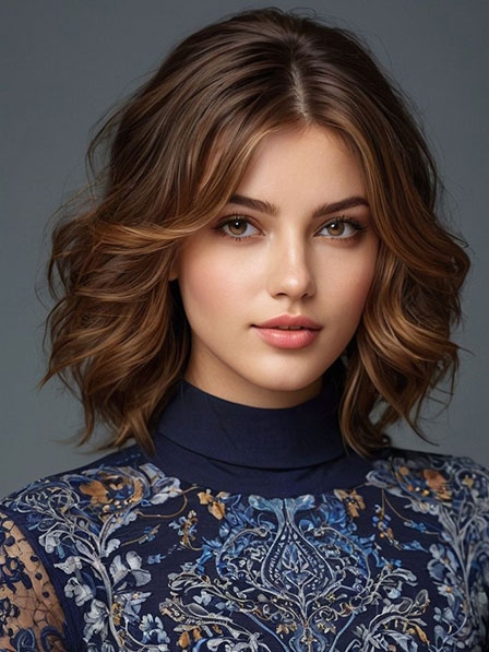Middle Part Human Hair Wavy Wigs For Caucassion