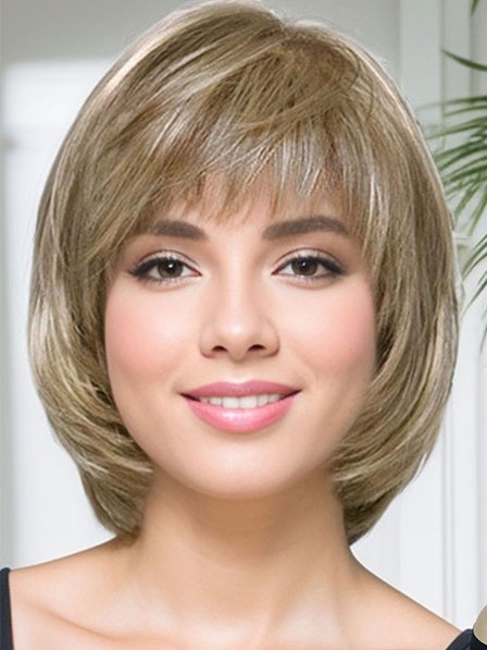 Girls Bob Style Guleless Human Hair With Bangs