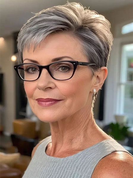 Human Hair Boycuts Short Grey Comfortable Wigs