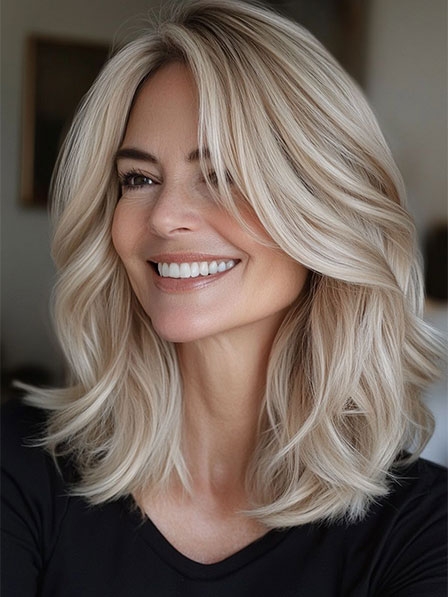 Blonde Fashion Wavy Human Hair Wigs for White Women