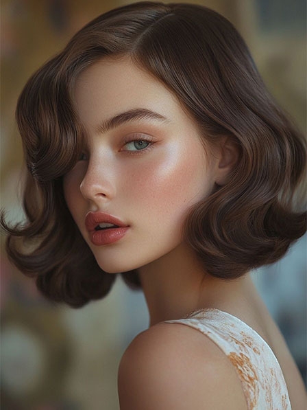 Brown Choppy 100% Human Hair Wavy Wigs 2025