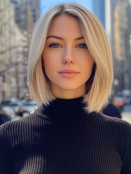 Modern Blonde Straight Real Hair Wigs for White Women