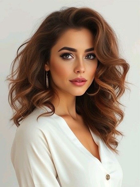 Fashion Ladies 100% Human Hair Wavy Wigs