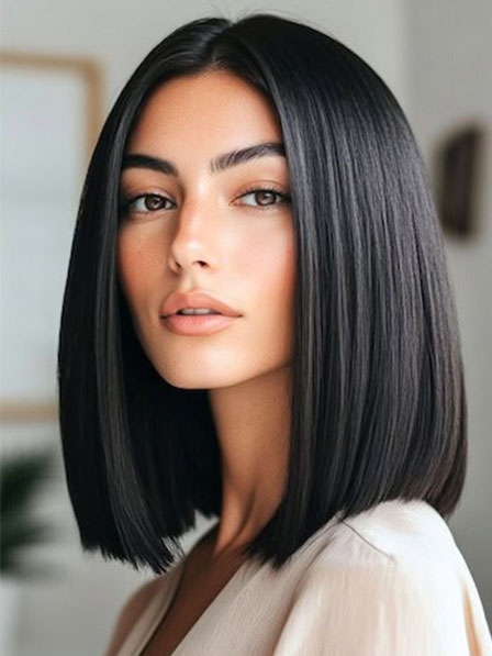 Shoulder Length Straight Human Hair Wigs Fast Shipping