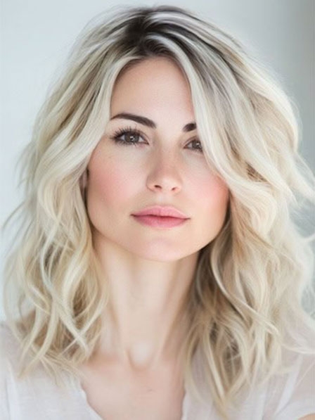 Trendy Light Blonde Wavy Women Human Hair Wigs