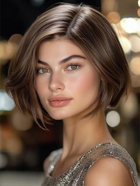 Perfectly Layered Straight Human Hair Bob Wigs