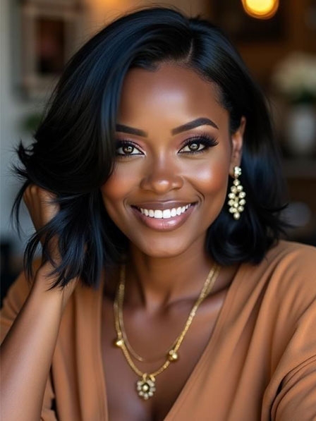 Elegant Wavy Capless Human Hair Wigs For Black Women
