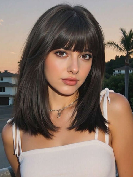 Stunning Human Hair Straight Wigs With Bangs