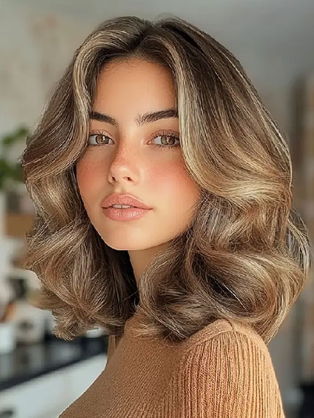 Natural Wavy Comfortable Human Hair Wigs Ombre Color