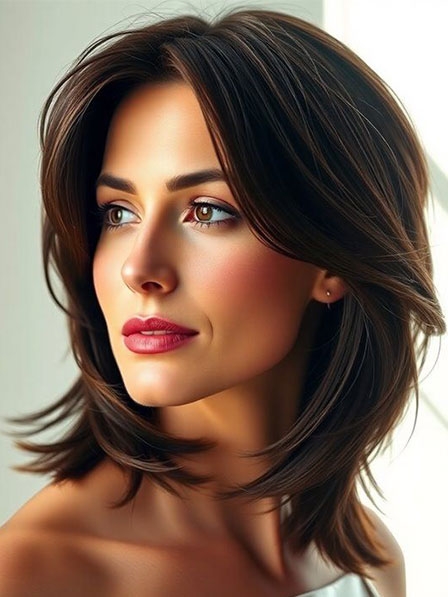 Layered Shoulder Length Straight Human Hair Wigs