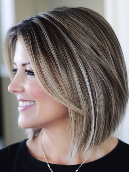 Mid Length Ladies Straight Real Hair Wigs