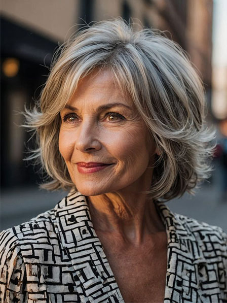 Glueless Grey 100% Human Hair Wigs for Old Women