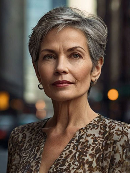 Short Pixie Straight Grey Human Hair Wigs