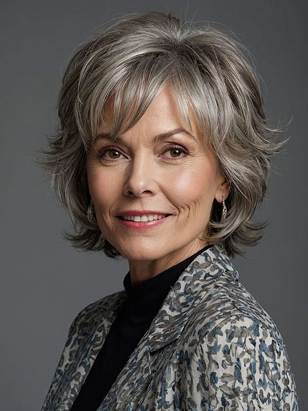 Wavy Human Hair Grey Wigs for Mom