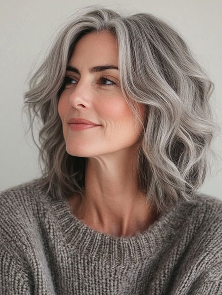 Chic Human Hair Wavy Grey Bob Wigs 2025