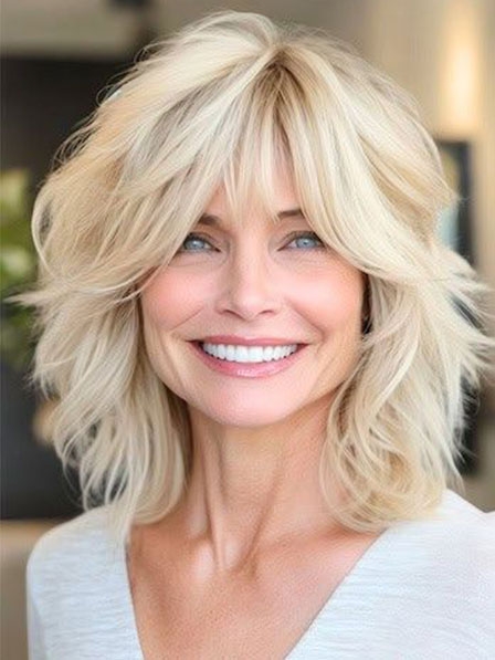 Human Hair Full Lace Medium Wavy Wigs