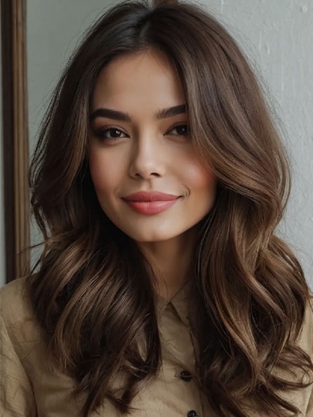 Full Lace Brown Wavy 100% Human Hair Wigs for Every Day