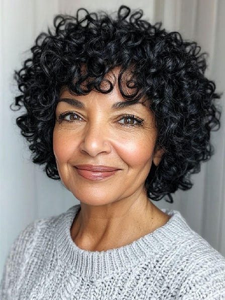 Full Lace Black Curly 100% Human Hair Wigs