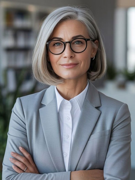 Classic Chin Length Grey Bob Real Hair Wigs