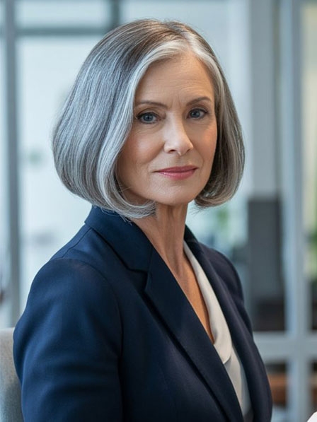 Grey 100% Human Hair Bob Wigs for Caucasian