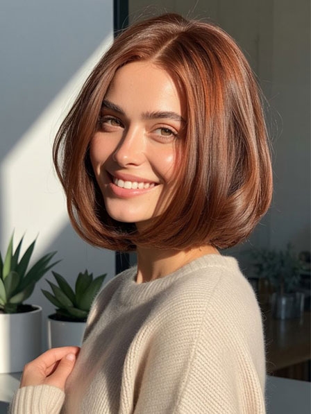 Classic Human Hair Middle Part Bob Wigs without Bangs