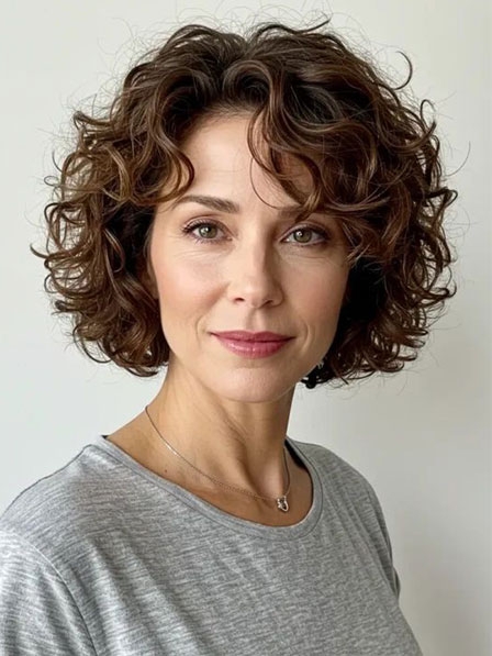 Chin Length Curly Comfortable Full Lace Real Hair Wigs