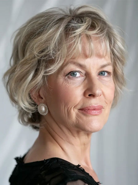 Short Ladies Layered Cut Human Hair Wigs With Bangs