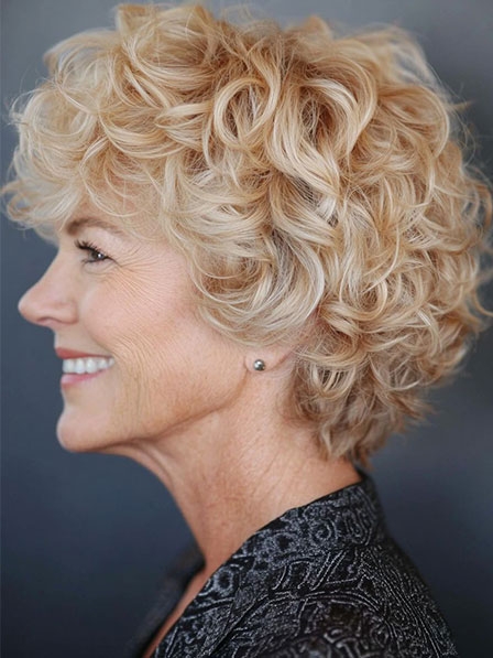 Blonde Full Lace Curly Medium Length Real Hair Wigs