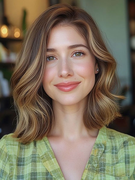 Cute Shoulder Length Ombre Human Hair Full Lace Wigs