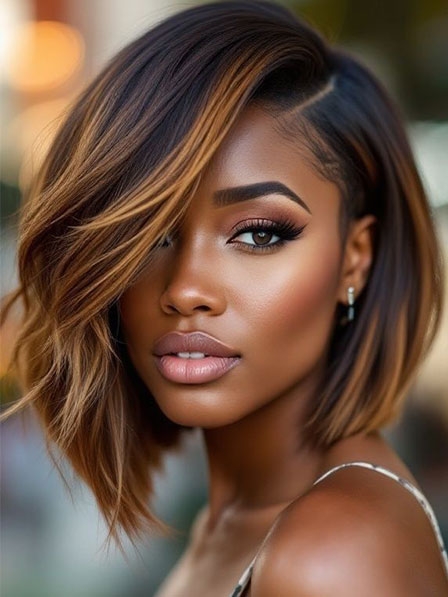 Full Lace Medium Bob Human Hair Wigs for Black Women